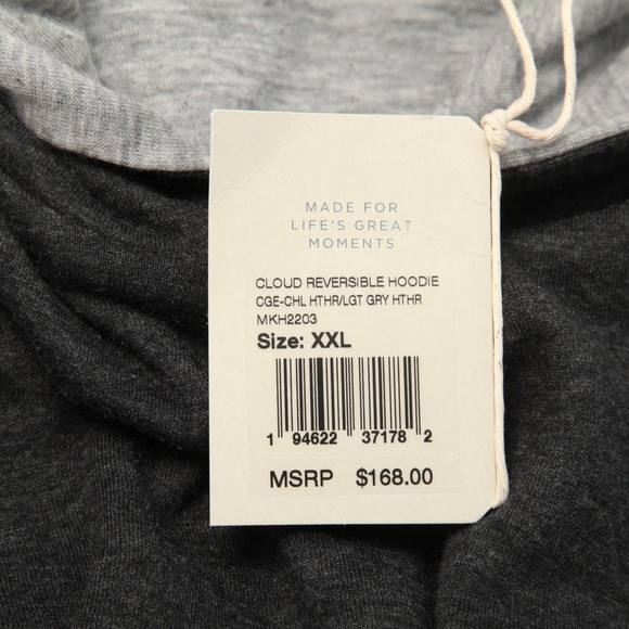 Faherty Hoodie Mens 2XL Gray Cloud Reversible Lightweight Pima Cotton Modal - Picture 6 of 11